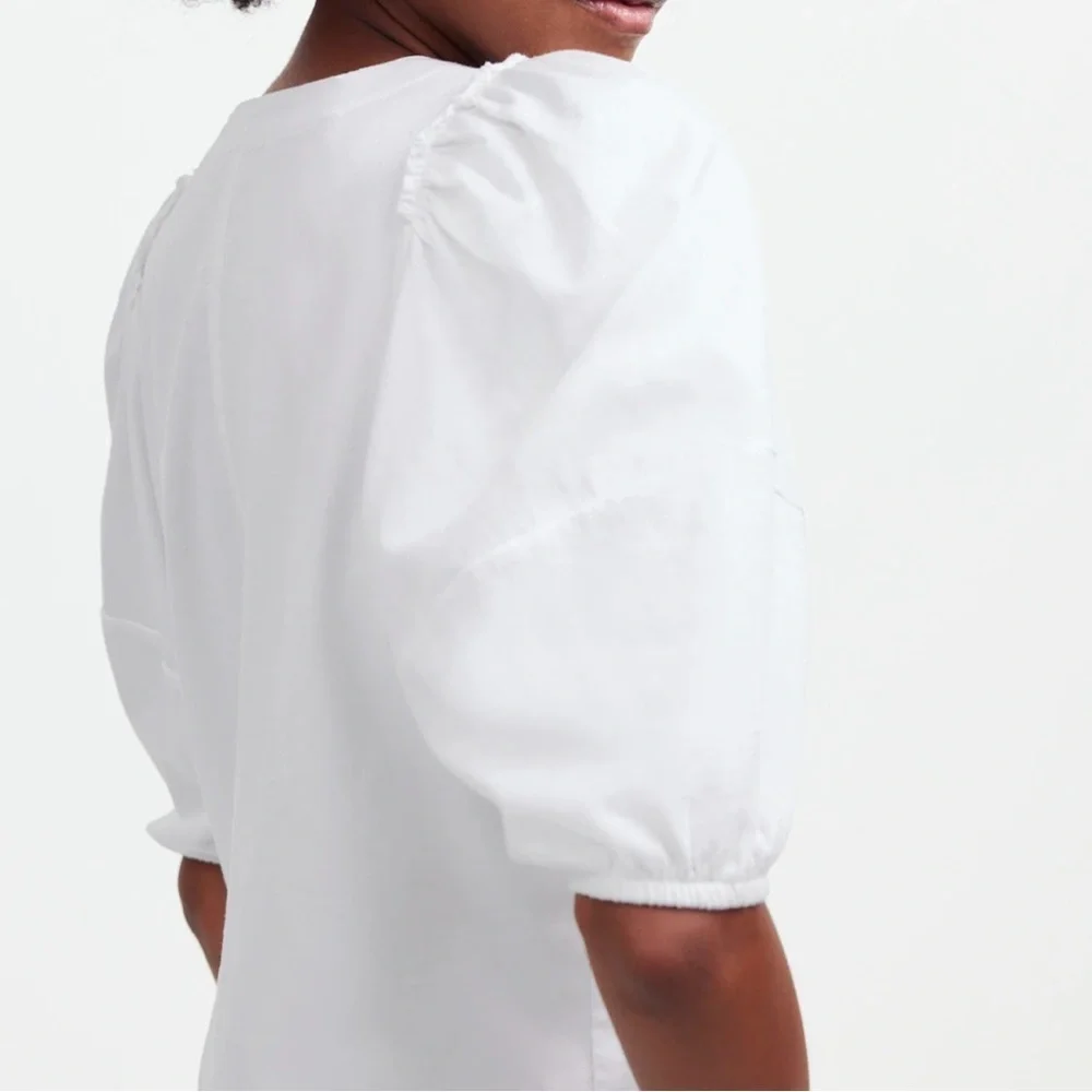 Madewell Women’s White Puff-Sleeve Tee in Size XS